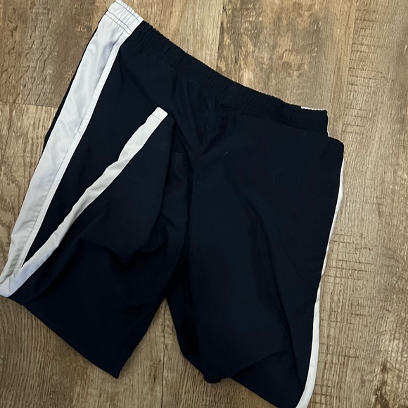 NIKE WOMEN'S BLUE WHITE STRIPED POCKETS ELASTIC WAIST TRACKPANTS - Picture 2 of 4